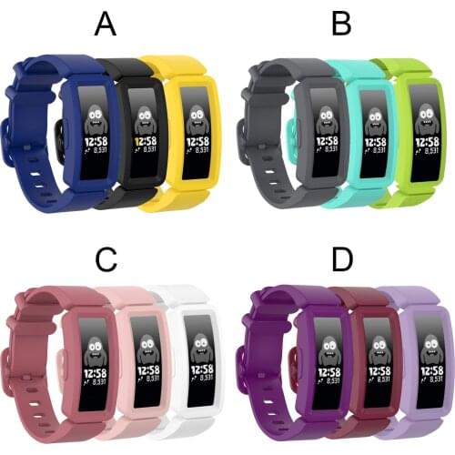 Gosear 3PCS Adjustable Watchband Soft Silicone Replacement Watch Strap Band Wristband for Fitbit Ace 2 Inspire HR Smart Bracelet