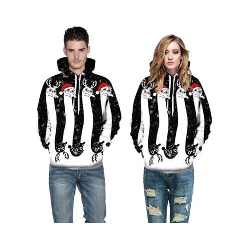 3D printing christmas halloween skull theme pullover hoodies for women casual loose sweatshirts couples baseball suits plus size