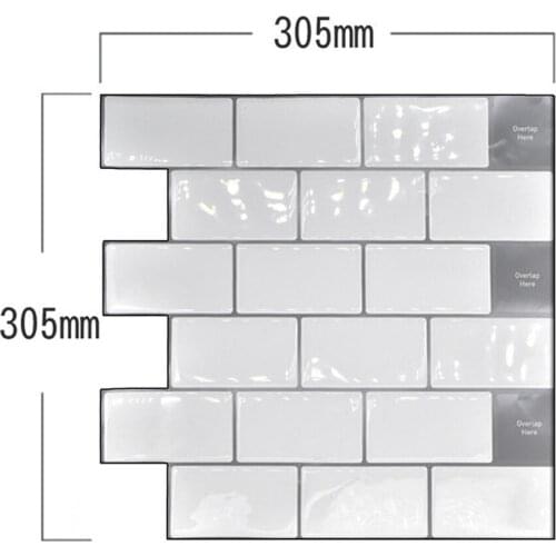 3D Tile Brick Mosaic Wallpaper Sticker Self Adhesive Kitchen Bathroom Decor 30.5cm/12in