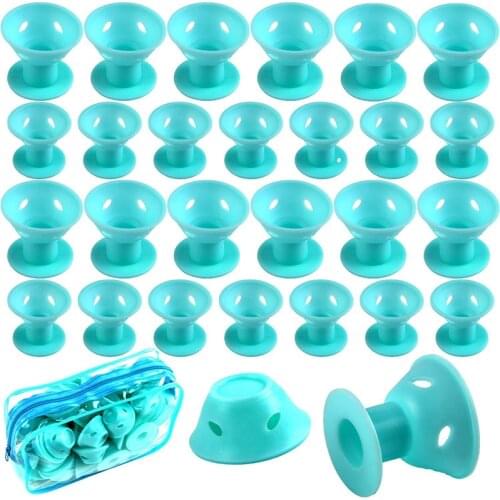 40pcs Cyan Magic Hair Care Rollers for Curlers Soft Hair Curler for Twist Hair No Heat No Clip Sleeping Hair Curling Styling