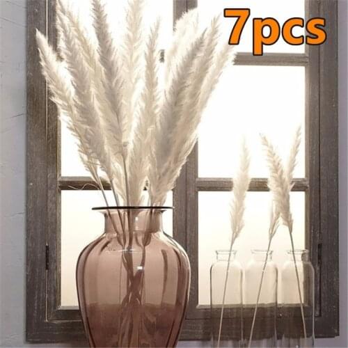 7 Colors Natural Dried Small Pampas Grass Phragmites Artificial Plants Fake Flowers Wedding Flower Bunch for Home Decoration