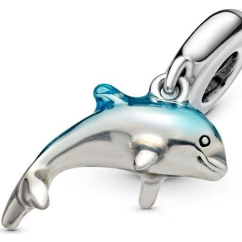 925 Sterling Silver Beads 2020 Summer New Dolphin Charms Fit Original Pandora Bracelets Women Gift DIY Fashion Jewelry
