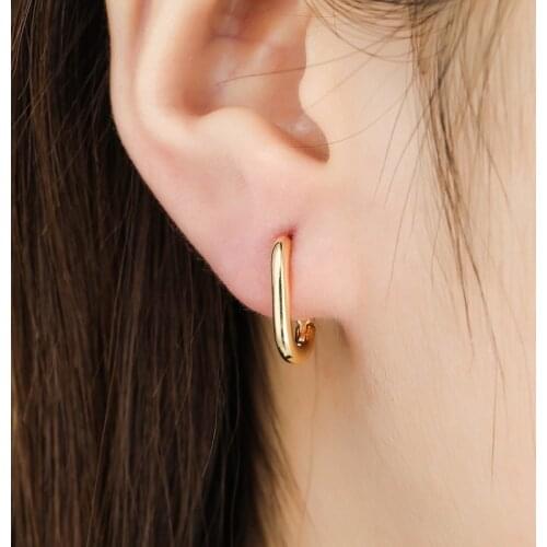 Authentic 925 Sterling Silver Korean New Trendy O-Shape Square Hoop Earrings Temperament Simple Charm Elegant Jewelry Accessorie