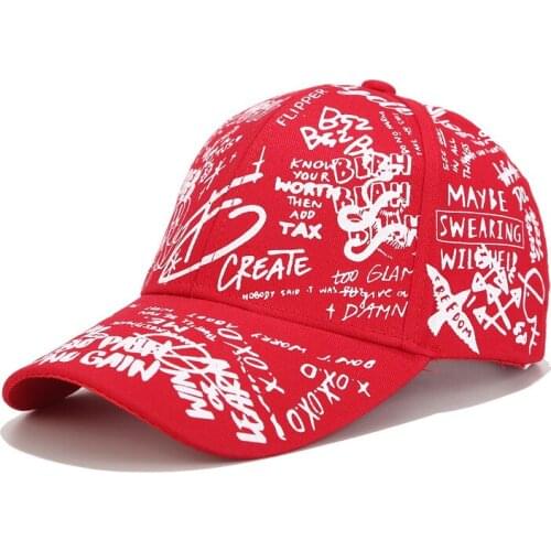 NIANKA013 men Red Letter graffiti printed hip hop baseball cap New adult women cotton snapback hat trucker dad hat