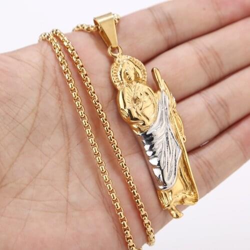 Gold/silver tone Titanium Stainless Steel Jesus Christ Pendant Necklace Gold Christian Amulet Necklace Women Men Jewelry