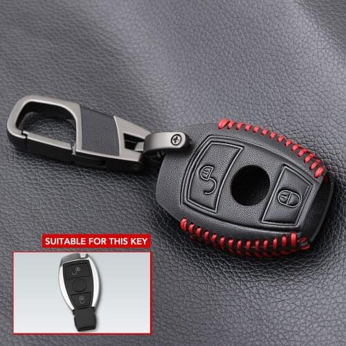 2 Buttons Key Shell Cover Fob Key Protect Bag For Mercedes Benz A Classe A180 A200 A260 C E S CLK Leather Key Case for Car