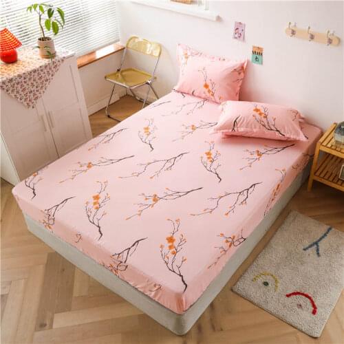 Mattress Cover Printed Dust-proof King Size Bed Fitted Sheet Non-slip Comfortable Bed Pad All-around Elastic Bedding Cover