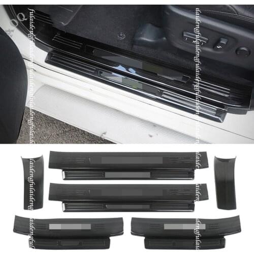 Black titanium Car Door Sill Scuff Plate protection Trim For Toyota Land Cruiser Prado FJ150 2010-2020 5 seats Car Accessories