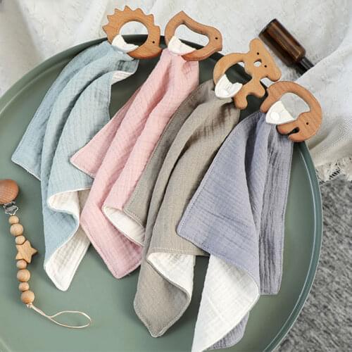 Baby Pacifier Clip Chain Cartoon Wooden Ring Infant Bib Saliva Towel Soother Teether Toy Newborn Shower Gift Bib Feeding Cloths