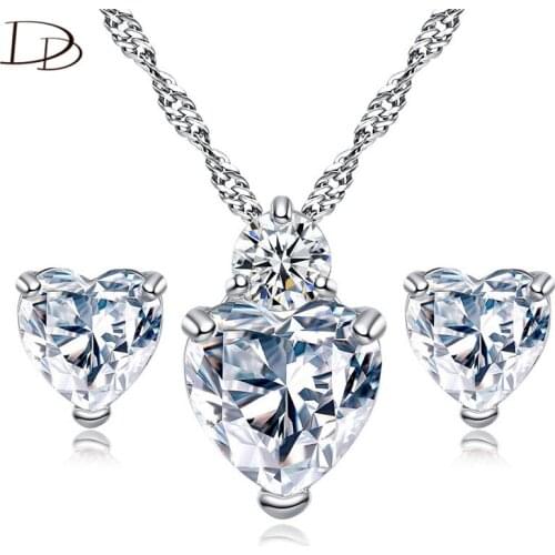 DODO Fashion Bridal Jewelry Sets For Women Wedding Engagement Necklace and Stud Earring Accessory White Gold Color Drop Shipping