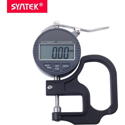 Syntek 0.5" 1" Electronic Digital Thickness Gauge 0.01/0.001mm Micron Thickness Indicator Digital Flat Head Thickness Meter CE