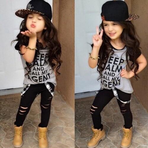 Toddler Kids Baby Girls Short Sleeve Tshirt Pants Leggings Outfits Clothes 2-7T Baby Girls Clothing Set Girl Clothes Set clothes