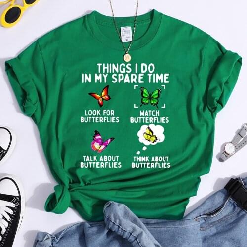 Look For Butterflies Printing Woman Tshirts Hip Hop Big-size Tshirts Street Quality Short Sleeve Anime Crewneck Womens T Shirt