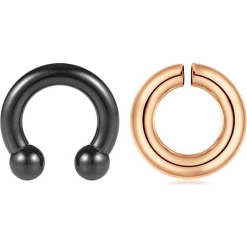 PA Rings Surgical Steel 10G Internally Threaded Circular Barbells Horseshoe & Fake Pierced Body Jewelry 16mm 18mm Inner 2pcs