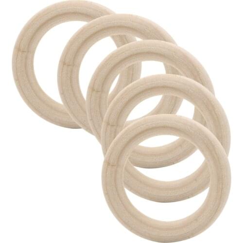 5Pcs Natural Wood Circle Ring Pendant Connectors Beads DIY Jewelry Findings 60mm