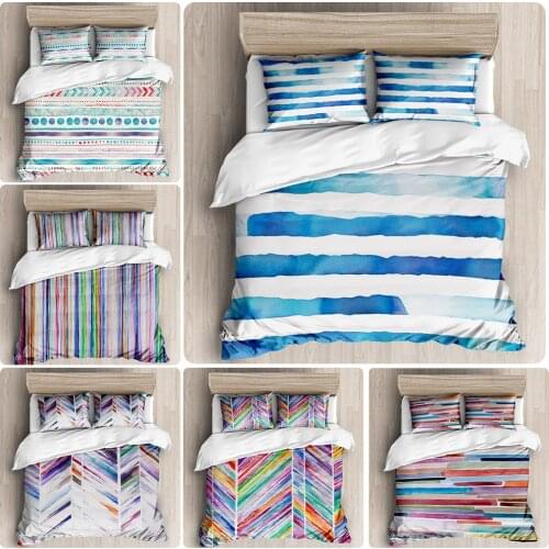 Bedding Stripe Printing Duvet Cover 3-Piece Set Fashion Bedding Pillowcase Quilt Cover Colored Bedding