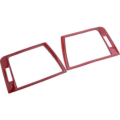 2pcs Red Carbon Fiber Dashboard Side Air Vent Outlet Trim Frame Cover Fit For BMW 3 Series E46 1998-2001 2002 2003 2004 2005