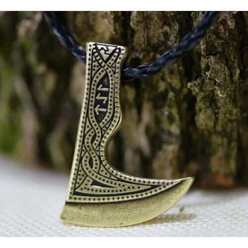 LANGHONG 1pcs Viking Necklace Nordic Viking Valknut and Vegvisir Compass Axe Amulet Pendant Necklace Talisman Jewelry