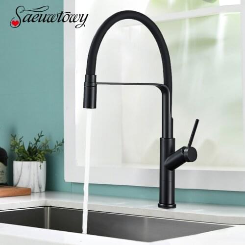 Matte Black Pull Down Kitchen Faucet With Black Soft Hose Deck Mounted Hot Cold Water Mixer Sink Tap Swivel Brass Kitchen Faucet