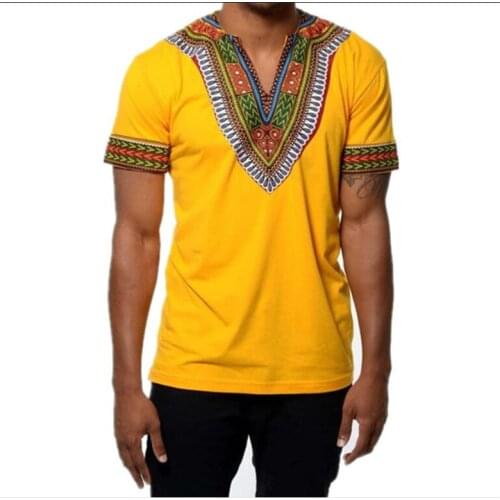 African Print Dashiki Men T Shirt 2020 Brand Slim Fit Short Sleeve Men African Clothes Streetwear Casual V Neck Tee Shirt Homme