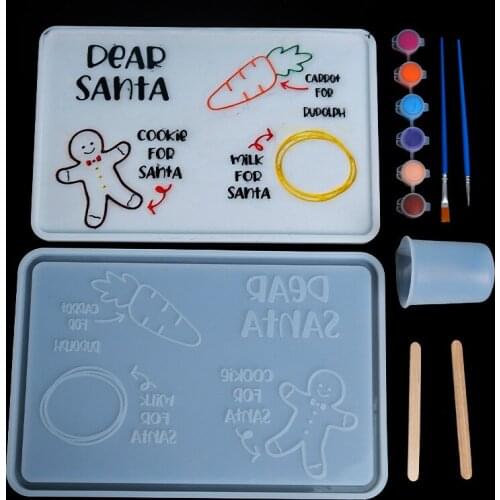 Diy Glue Drop Mould Set Large Rectangular Plate Silicone Mold Set Mirror Content Cup Acrylic Paint Brush Resin Mold Set