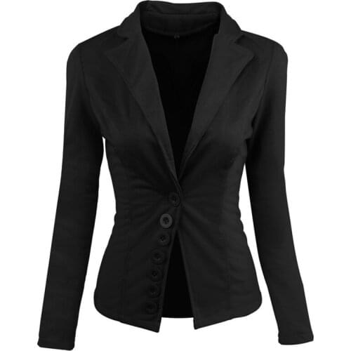 New fashion autumn European and American long-sleeved womens casual slim solid color small suit jacket women