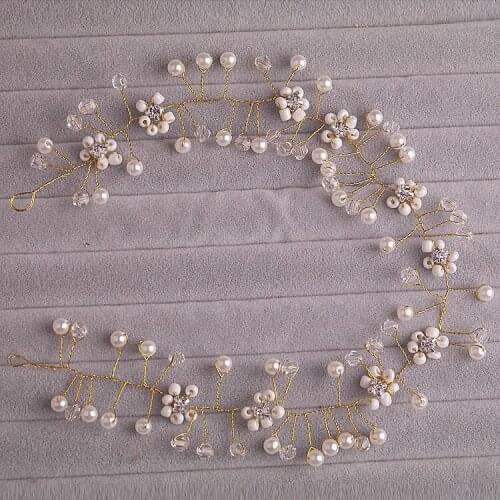 2017 New bride hand woven headdress flower jewelry crystal ornaments beads Korean wedding wedding accessories chain soft hair