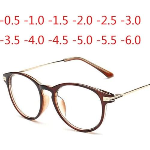 Fashion Brown Frame Myopia Glasses Black Finished Myopia Glasses Women Men -0.5 -1.0 -1.5 -2.0 -2.5 -3.0 -4.0 -5.0 -6.0