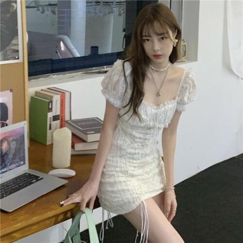 Dresses For Women Lace Pleating Off-Neck Short Sleeve Dress Vestido De Mujer Femme Robe