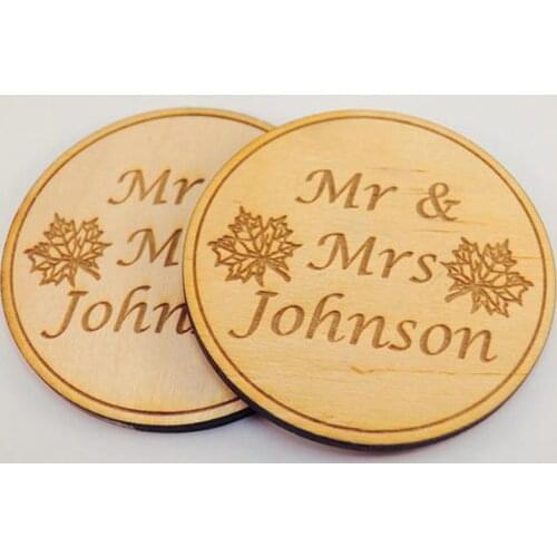 Custom coasters personalized wedding favors gift engraved drink bar monogrammed wood decoration rustic wood coaster