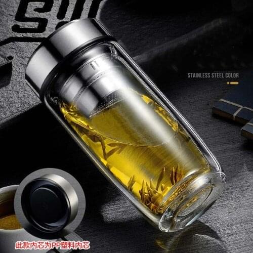 5 color 400ml Double glass heat insulation large capacity cup portable cup thickening high-grade transparent with tea filter