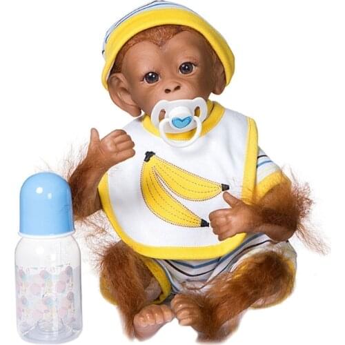 48cm Monkey Doll Reborn Lifelike Soft Silicone Vinyl Realistic Looking Cute Baby Dolls Toddler