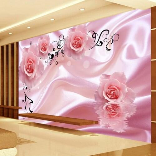 3D Romantic Rose Flower Vine Art Silk Wall Painting Wallpaper Modern Living Room Bedroom Custom Photo Wallpaper Wall Covering 3D