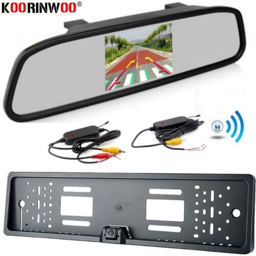 Koorinwoo EU Car Rearview Reversing Camera Parking Backup Monitor System + 4.3 inch Color LCD Car Monitor Mirror Video RCA Input
