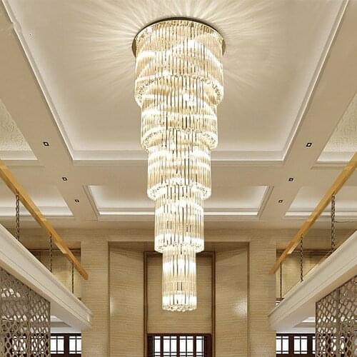 Modern Crystal LED Hanging Light Hotel Decoration Delicate Clear Crystal Pendant Light Hotel Interior Chandelier