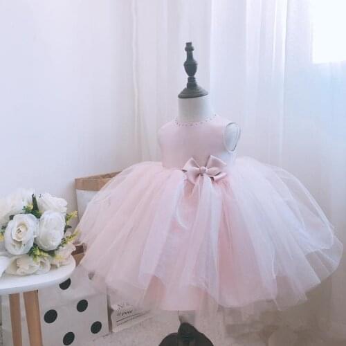 Beads Tulle 1st Birthday Dress For Baby Girl Clothes Summer Infant Baptism Dress Mesh Princess Dress Baby Party Christening Gown