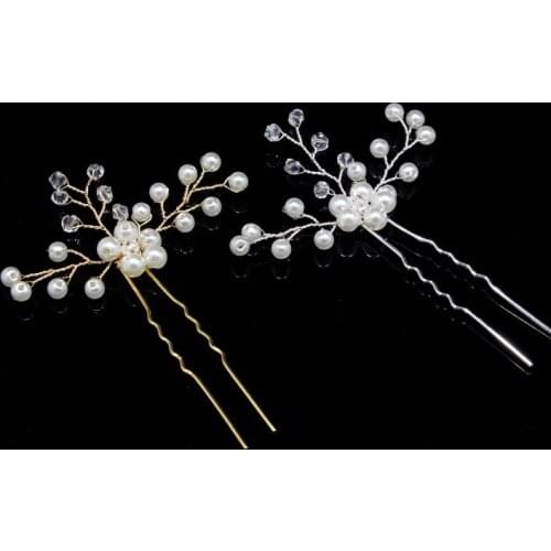 Pearl Flower Beaded U-shaped Pin Hairpin Bridal Tiara Hair Accessories Wedding Hairstyle Design Tools Hair Haippins