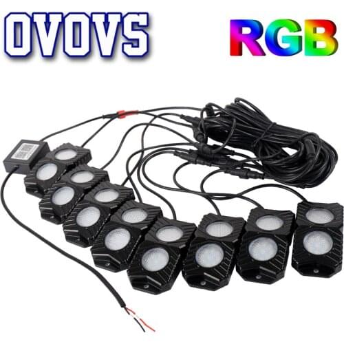 Phone App Ble_Light Control 8 Pods RGB LED Rock Light Kit For ATV SUV Offroad Boat Marine