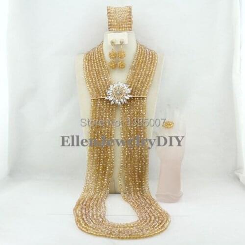 Splendid African Beads Jewelry Set nigerian wedding bridal Crystal Beads Necklace Set African style necklace jewelry set W6504