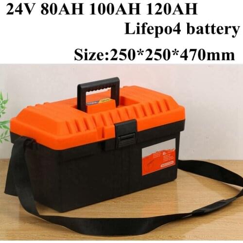 High Capacity 24V 80Ah 100Ah 120A Lifepo4 Lithium Battery Pack for Electric Tricycle Fishing Boat Industrial Robots+10A Charger