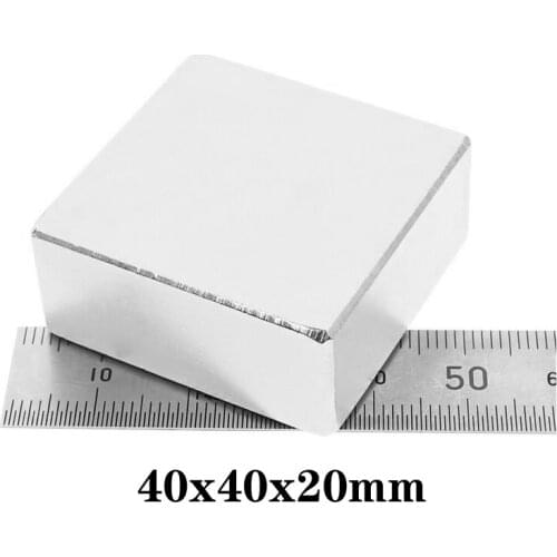1/2PCS 40x40x20 Thick Quadrate Permanent Magnets Strip Neodymium Magnet N35 40x40x20mm Strong Magnetic Magnets 40*40*20
