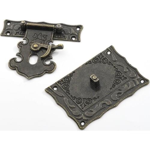 1Pc Retro Wooden Box Lock Hasp Vintage Jewelry Latch Decoration Ornaments, Wine Packing Box Lock Buckle Hasp Gifts Hardware