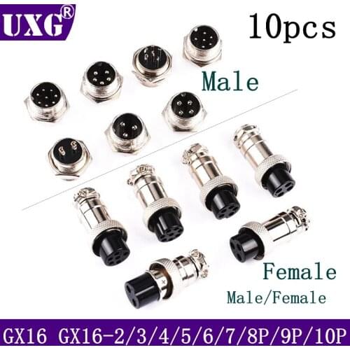10Set GX20 GX16-2/3/4/5/8/9/10 14Pin Male Female Diameter 16mm Wire Panel Connector GX16 Circular Connector Aviation Socket Plug