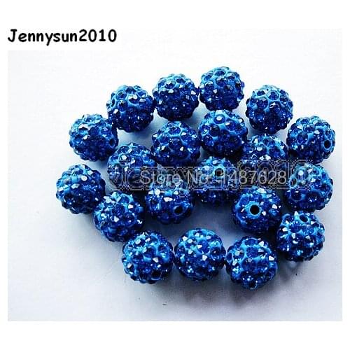 12mm Capir Blue Top Quality Czech Crystal Rhinestones Pave Clay Round Disco Ball Spacer Beads For Jewelry Crafts 100pcs / Pack