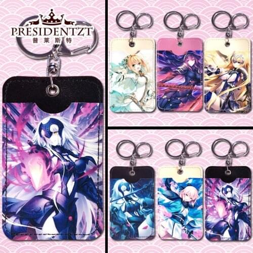 2021 Fate/GrandOrder Okita Souji Joan of Arc Scathach Nero Saber Cosplay Student PU Card Holder Keychain IC ID Card Case Pendant