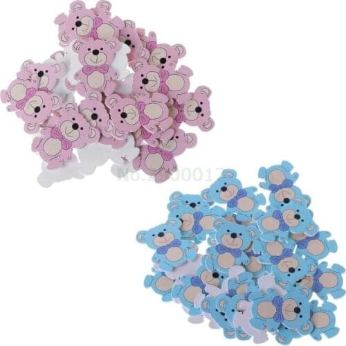 25pcs Laser Cut Wood Embellishment Colorful Wooden Bear Shape Craft Wedding Decor