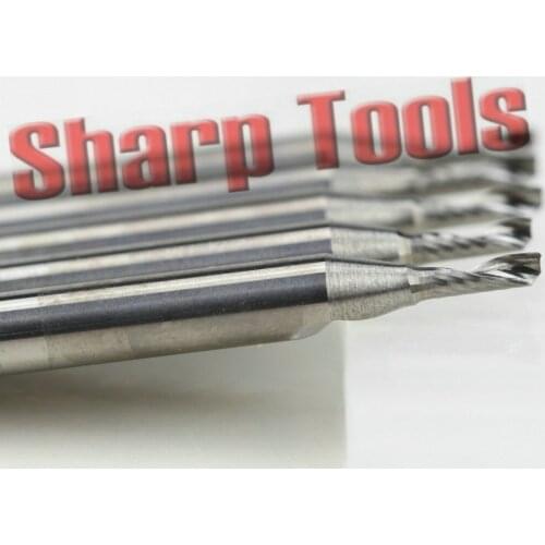 3.175x1.5mm Single Flute Milling Cutters for Acrylic Tungsten Carbide Router Bits 10pcs Mini Spiral Engraving CNC Cutting Tools