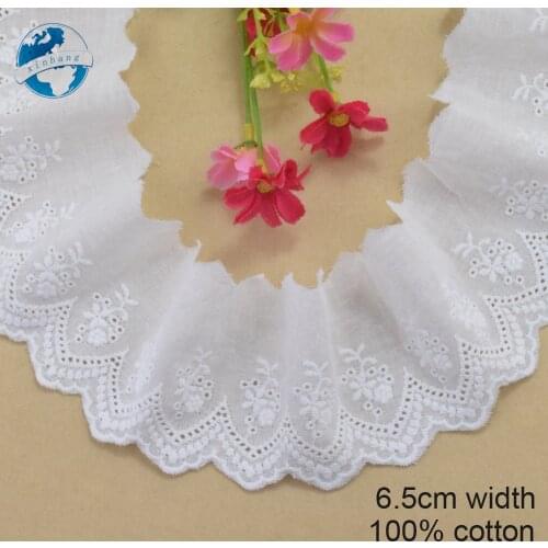 6.5cm width 100% Cotton embroid lace sewing ribbon guipure trim wedding lace DIY dolls Accessories african wedding lace#3245