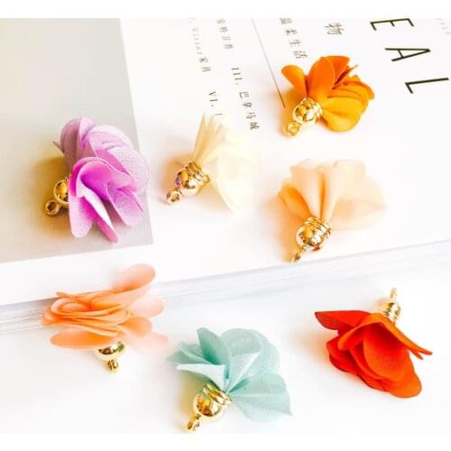 ZEROUP Eardrop Mixed 15 Colors Flower Earring Accessories Pendant Necklace Charms Jewelry Finding Diy Handmade Material 6pcs