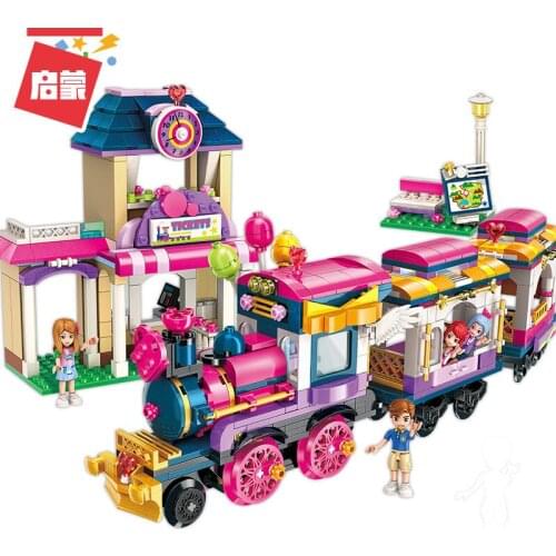690Pcs Building Blocks 2015 Happy Parade Train Colorful Holiday Town Girl Small Particles Assembling and Inserting Toys Gifts